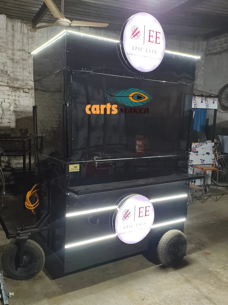 High Gloss Black Food Cart Image 1